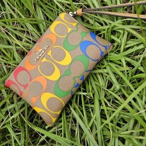 Coach Rainbow Pride Signature Canvas Small Wristlet